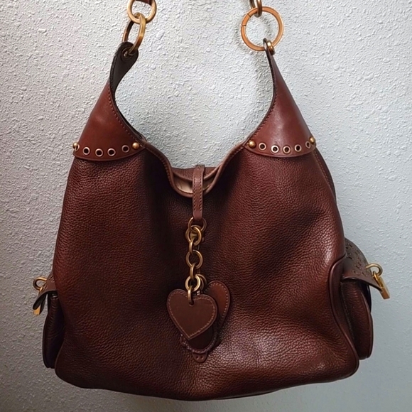 Luella Handbags - Luella Dark Brown Boho Pebbled Leather Hobo /Shoulder Bag Purse